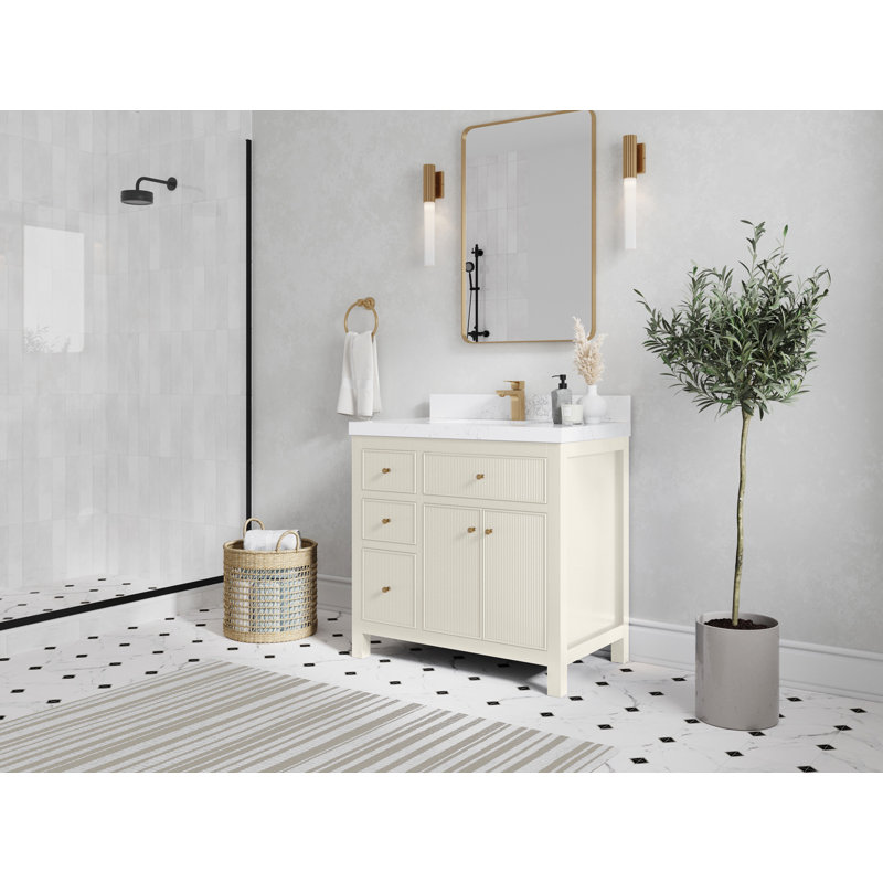 Sonoma 36" Alabaster Freestanding Bathroom Vanity with Quartz Top