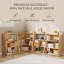 Bibliothèque extensible moderne en bois naturel, tablette à 3 niveaux à largeur réglable, 6 niches ouvertes, tablette d'angle à 90°, meuble de rangement en bois pour salon, chambre, bureau à domicile-1493219955