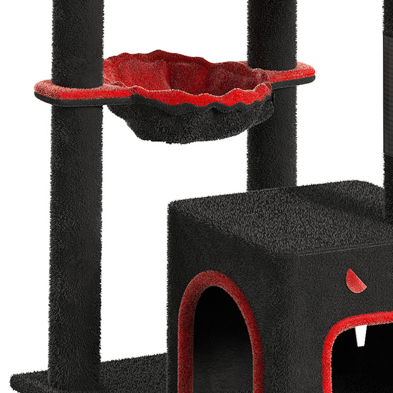  Tour pour arbre à chat 60 po avec lit cercueil, perchoir, condos, panier, griffoir, Halloween noir 60 po
