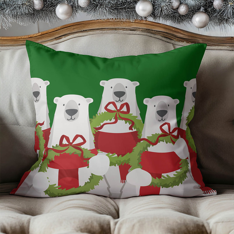 Coussin décoratif ours polaire, Vert