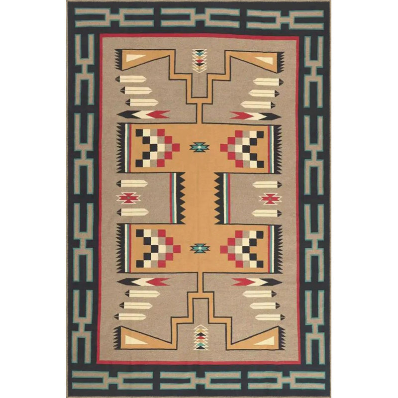 Multicolored Motif Ethnic Patterned Vintage Decorative Carpet, Rectangle 5' x 9'11"