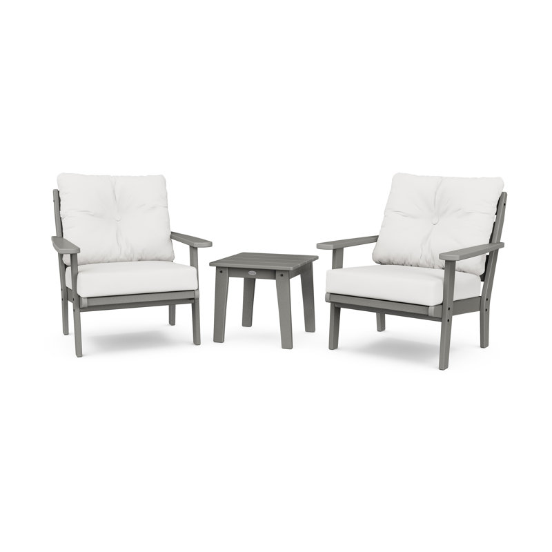 Lakeside 3-Piece Deep Seating Chair Set, Natural Linen , Slate Gray