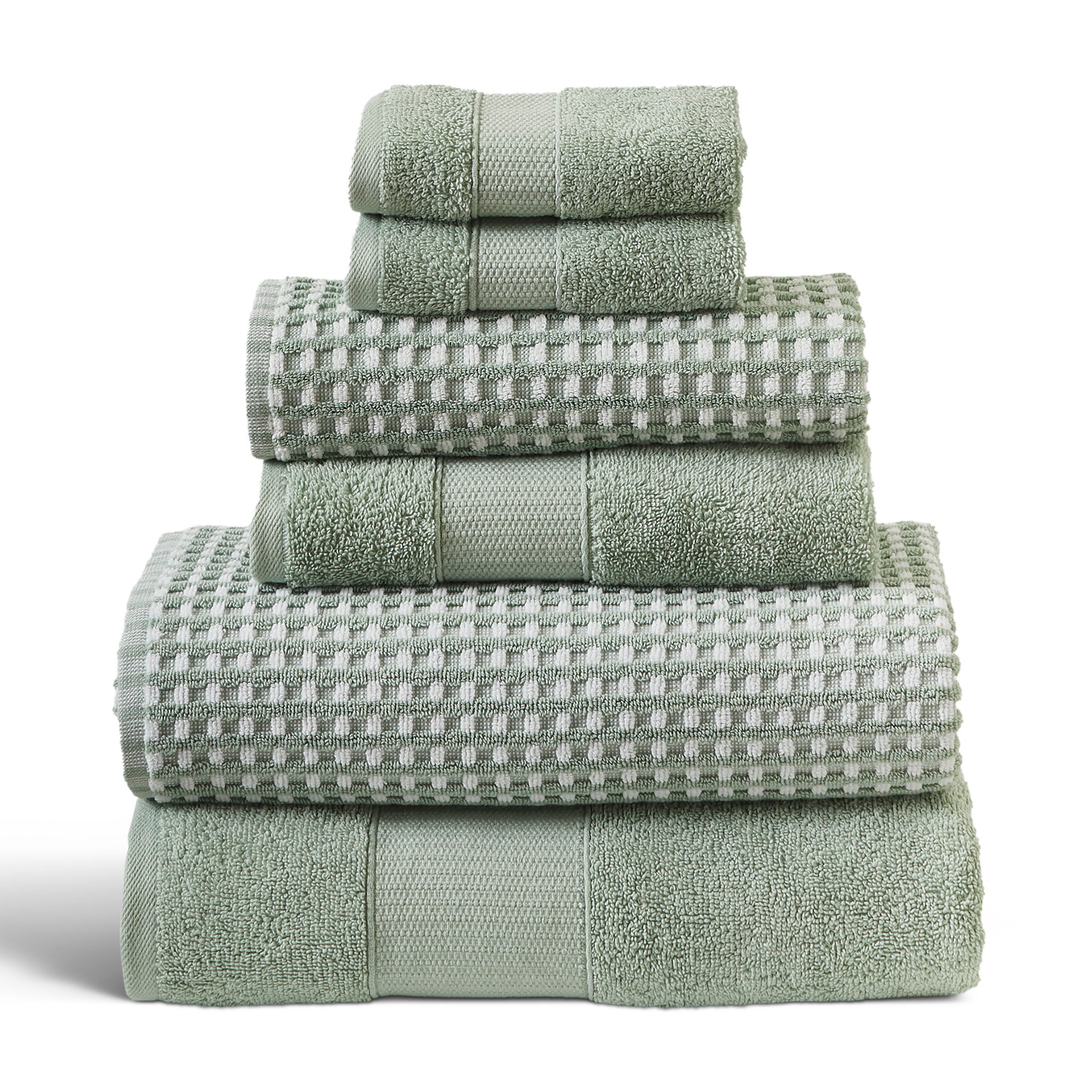 AllModern Modern Threads Drucilla 6-Piece 100% Combed Cotton Yarn Dyed Cobblestone Jacquard Towel Set & Reviews | Wayfair