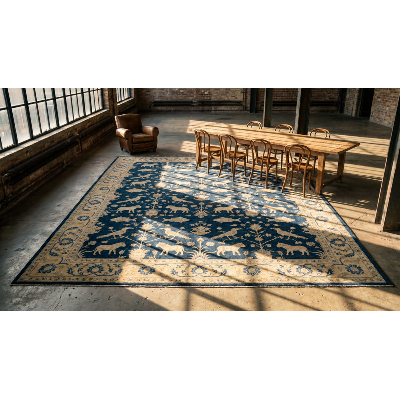 Antique Large Lahore Indian Knotted Rug