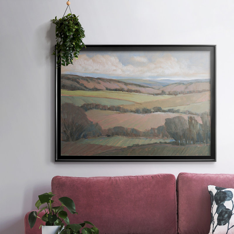 Hilly Countryside II, reproduction d'art sur toile, H 30 po x l 44 po, Noir