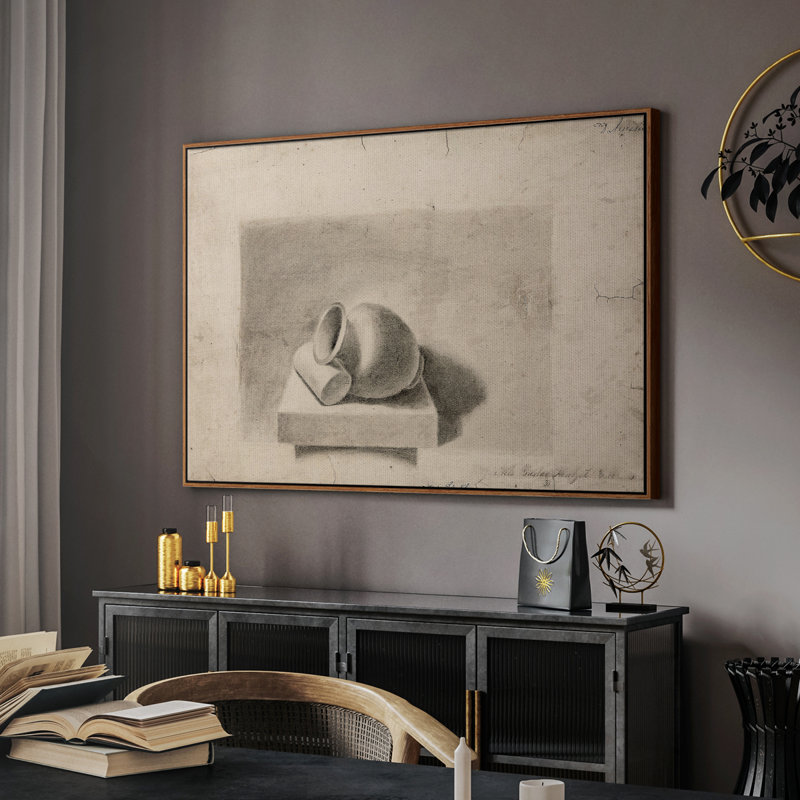 Croquis rétro - Lxxv, H 27 po x l 41 po, Toile encadrée noyer flottant