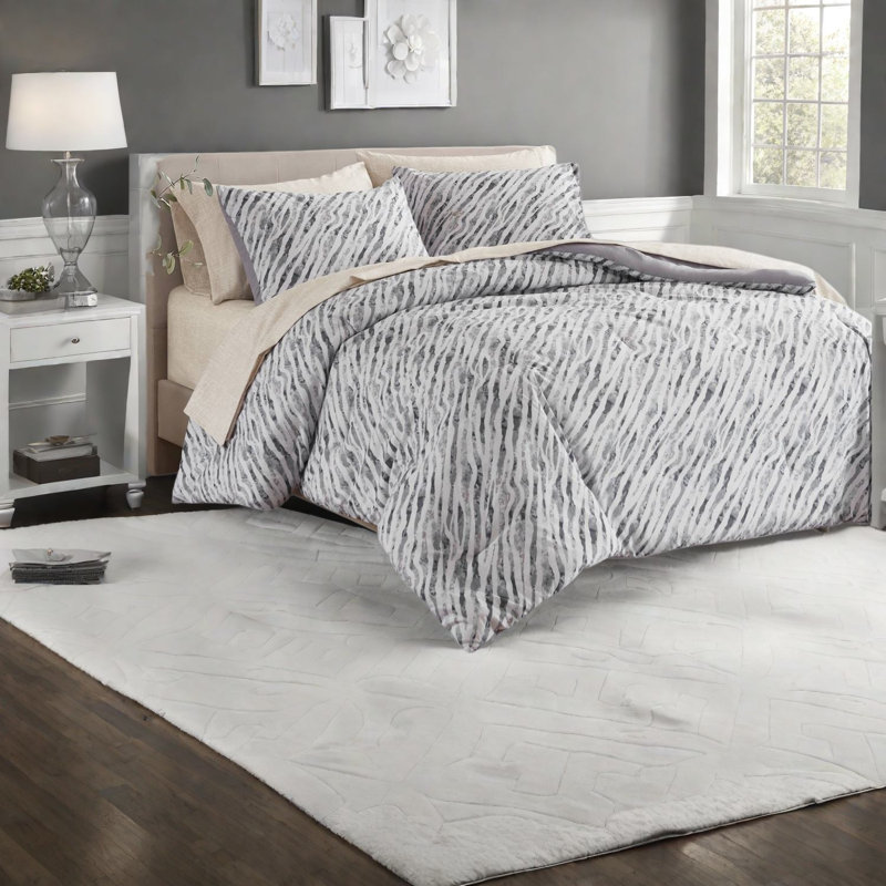 -Piece Cal King Bedding Sets, Polyester Modern Comforter and Sheet Set