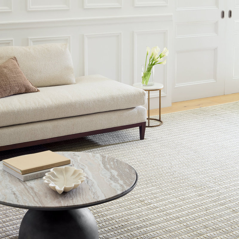 Whitby Hand Knotted Wool Geometric Area Rug in Gray/Ivory, Rectangle 3' x 5'