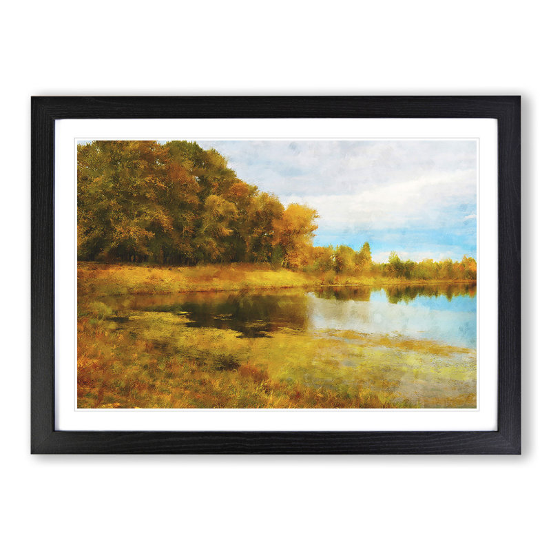 Forest and Lake Vol.3 - Framed Print, 48cm H x 65cm W x 2cm D, Black Framed