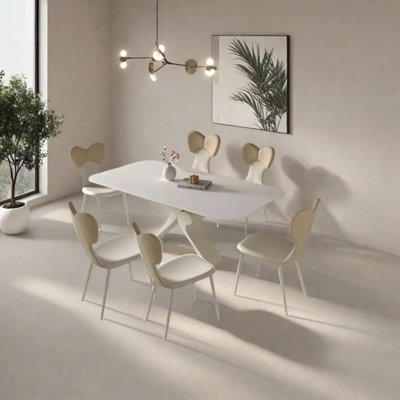 Cream style sintered stone dining table set