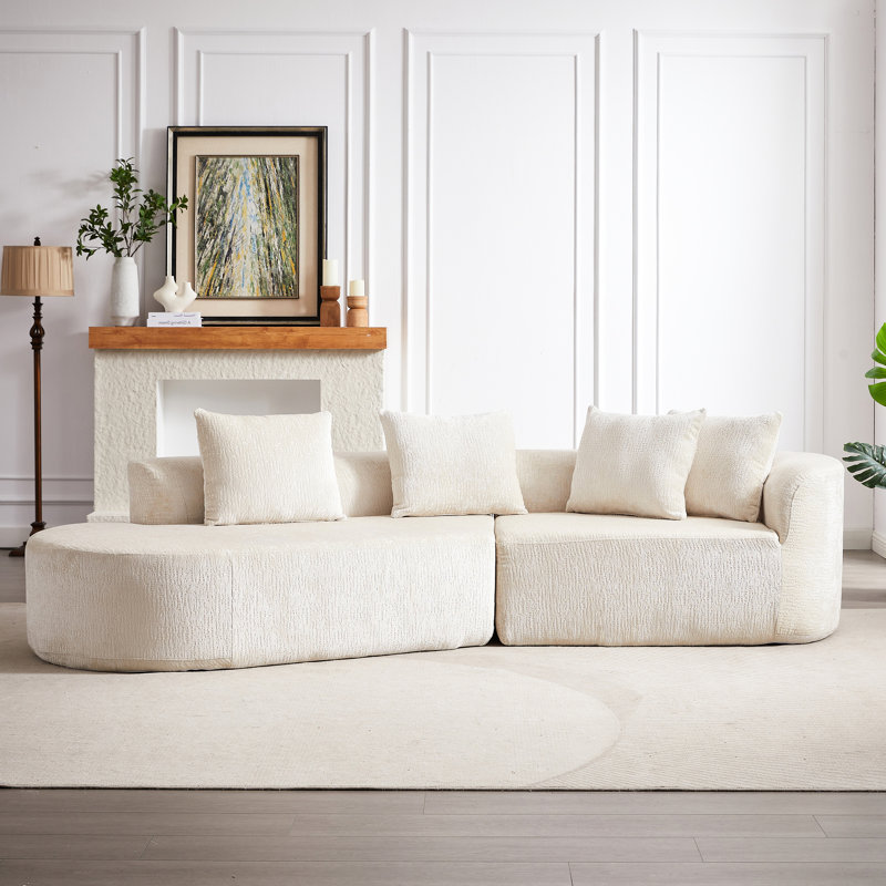 Canapé modulaire en chenille de 114 po pour la chambre à coucher - 4 avec siège très profond et large, 4 coussins décoratifs, combinaison pour le salon, assemblage - rembourré