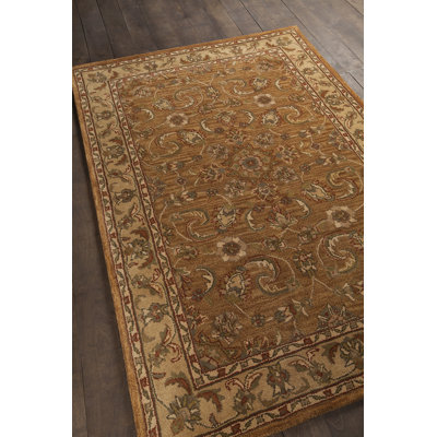 Frias Authentic Hand-Tufted Handmade Rust, Camel & Gold Traditional Persian Floral Wool Area Rug