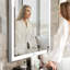 Miroir de salle de bain à mémoire de forme à mémoire de forme moderne à DEL fixé au mur réglable blanc / chaud / naturel-898904813-898383863