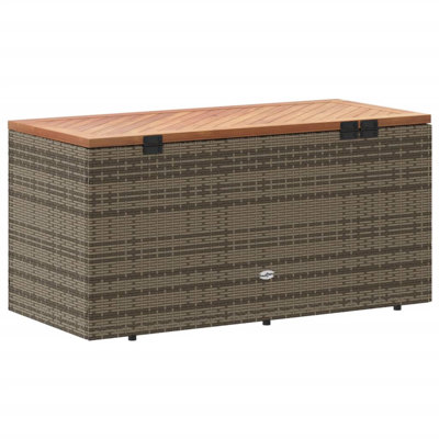 Acacia Steel/Solid Wood/Wicker Deck Box by VidaXL