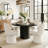 4 - Person Dining Table Sets With Solid Wood Round Table & 4 Upholstered Tweed Chairs-1710281402-1710281377