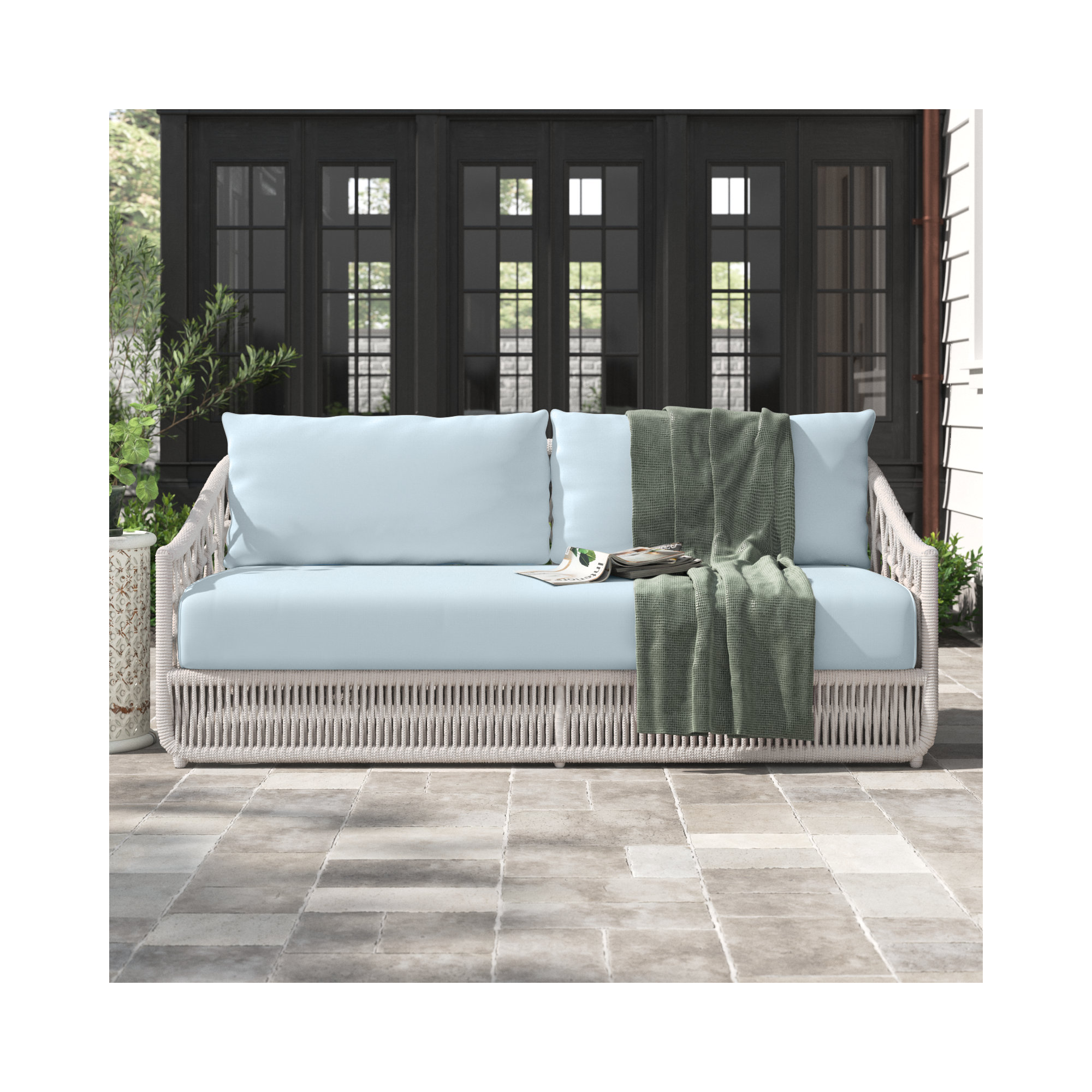 Lucan 78'' Wide Outdoor with SunbCushions, Canvas Skyline Sunbrella®
