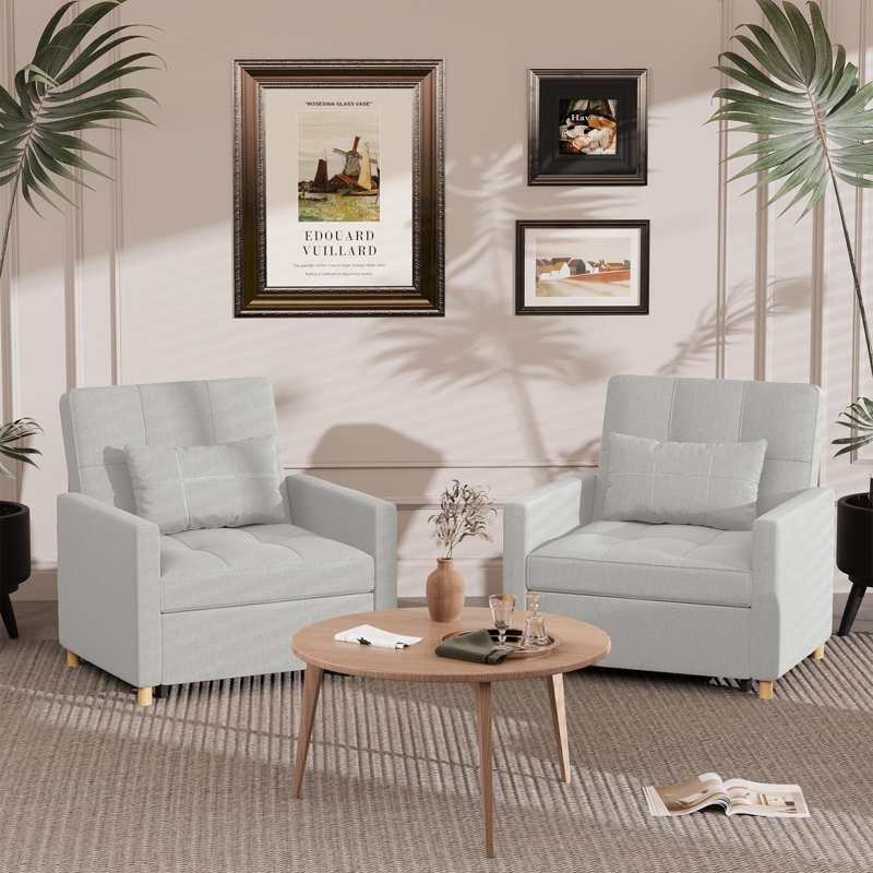 Upholstered Accent Chair, Light Gray Linen