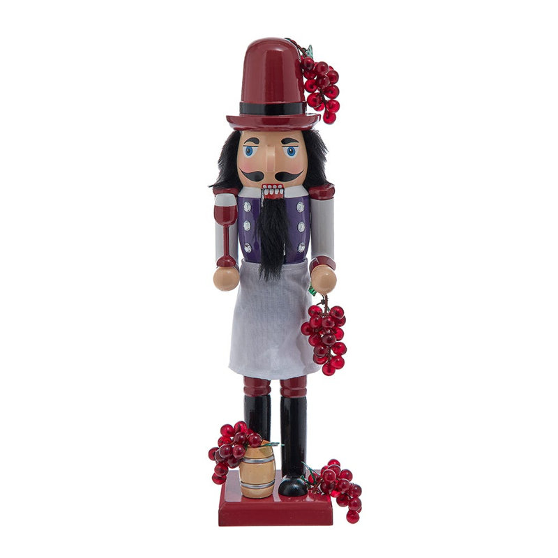 Casse-noisettes en bois Kurt Adler, vin - décor festif des fêtes avec raisins et verres à vin, 15 po