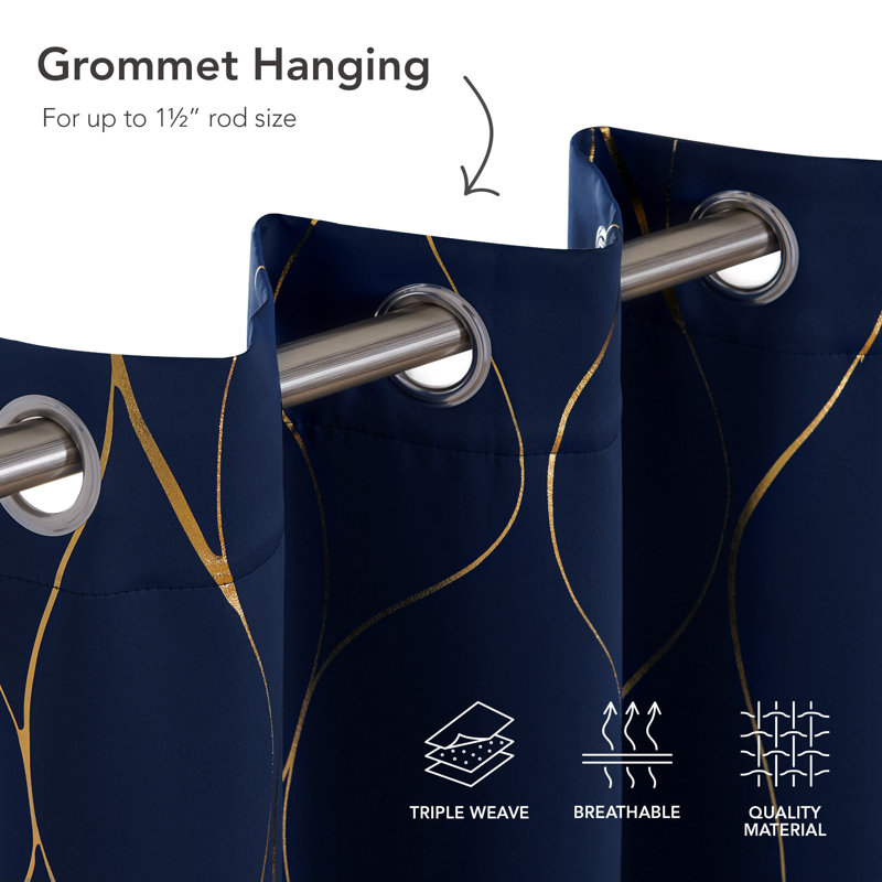 Valmar Blackout Curtain Pair, Navy Blue, Width 117 x Drop 183cm