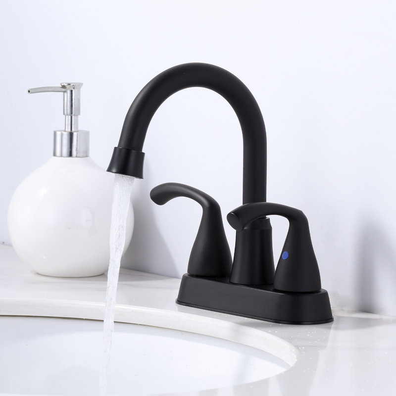 Centerset 2-handle Bathroom Faucet with Drain Assembly, Matte Black