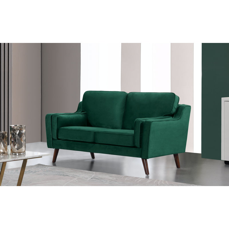 Hepworth 59'' Velvet Loveseat, Green Velvet