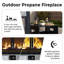 Ensemble de meubles de patio 6 places avec coussins beiges, table basse et foyer d'extérieur au propane-1558776019
