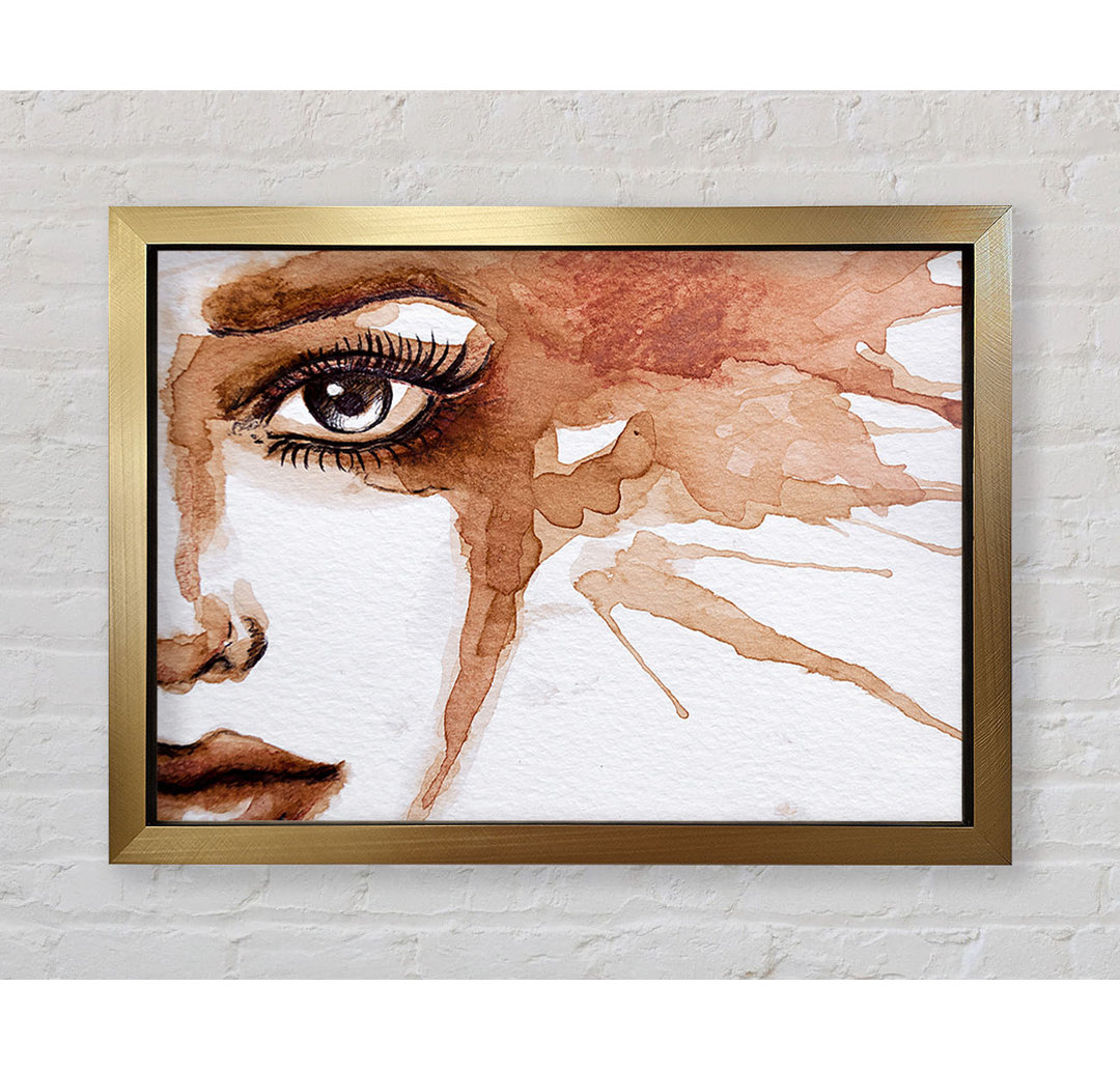 Aquarell Sepia Gesicht - Druck