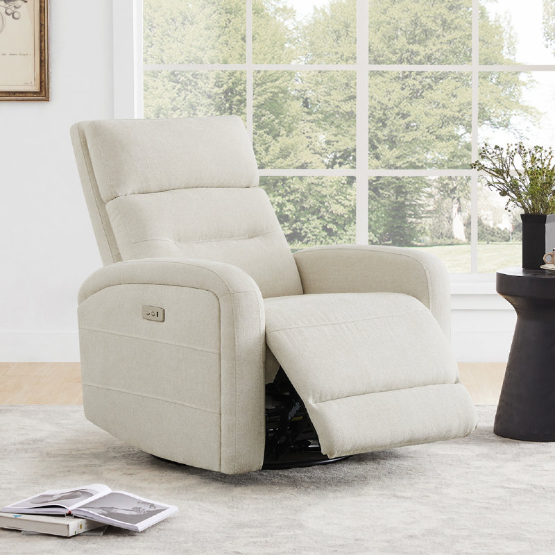 Fauteuil inclinable électrique pivotant 33,3 po Nylie, Lin lin, Moteur unique