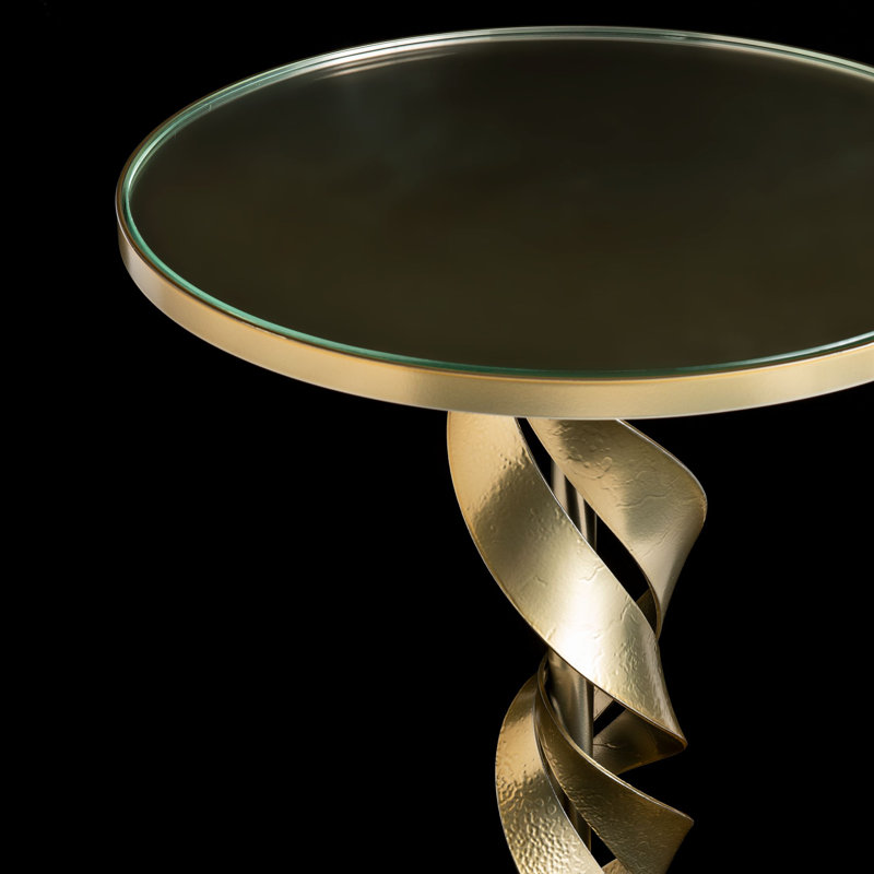 Folio Glass Top Accent Table, Modern Brass
