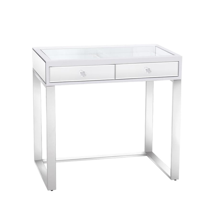 Meuble-lavabo avec 2 tiroirs de taille égale et boutons Crystal Lux de Slaystation Emma, Miroir blanc