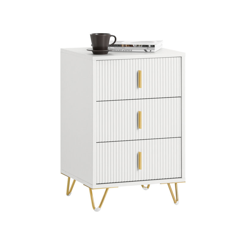 Saturmino 40cm W Manufactured Wood Bedside Table, White