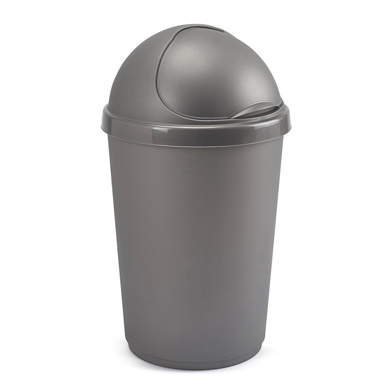 Whitefurze Plastic Rubbish Bin, Silver, 50L, 55cm H  x 40cm W  x 40cm D
