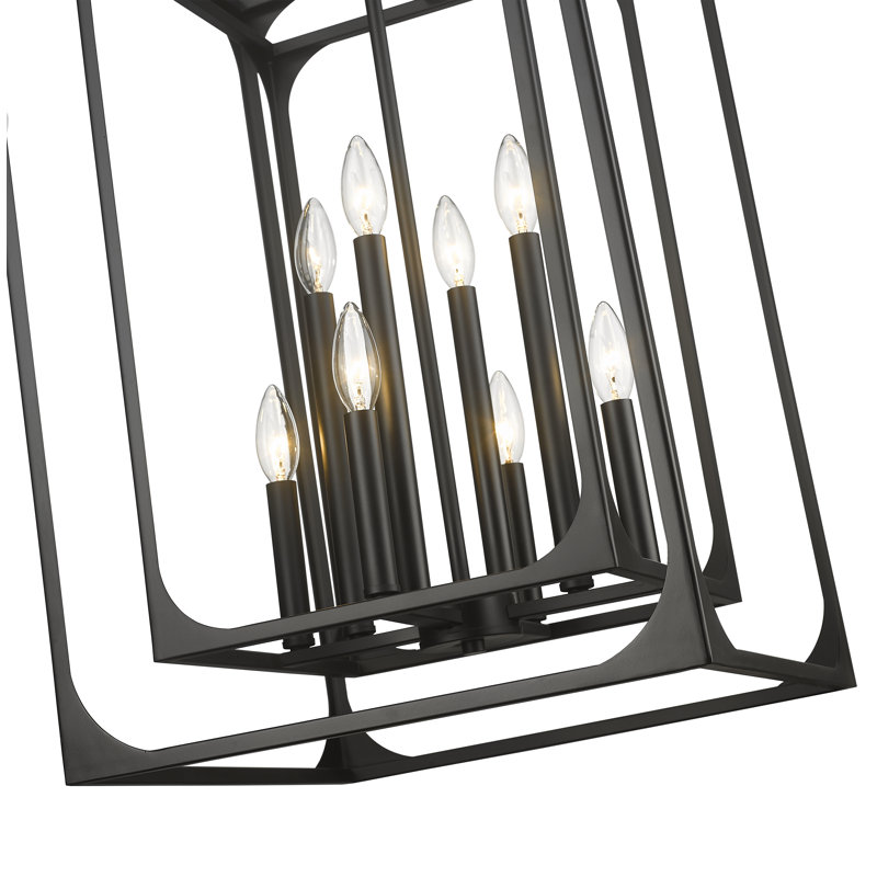 Lustre carré 8 lumières, Noir mat