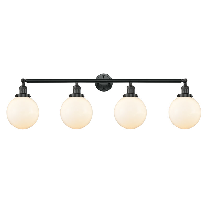Éclairage pour salle de bain 4 lumières Clementina, Ampoule DEL rétro de 3,5 watts, Boîtier blanc mat, Nickel poli