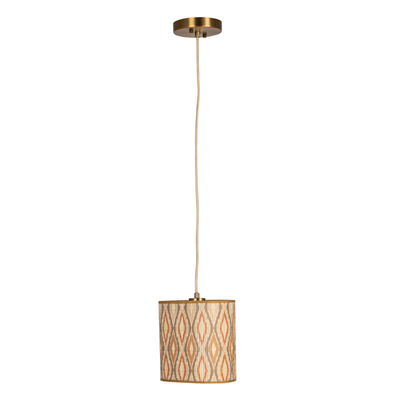 Lampe suspendue en bambou de forme organique avec motif imprimé