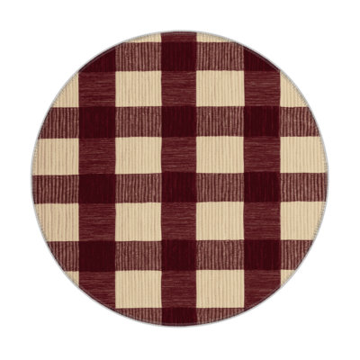 Tapis d'intérieur et d'extérieur à carreaux rouge