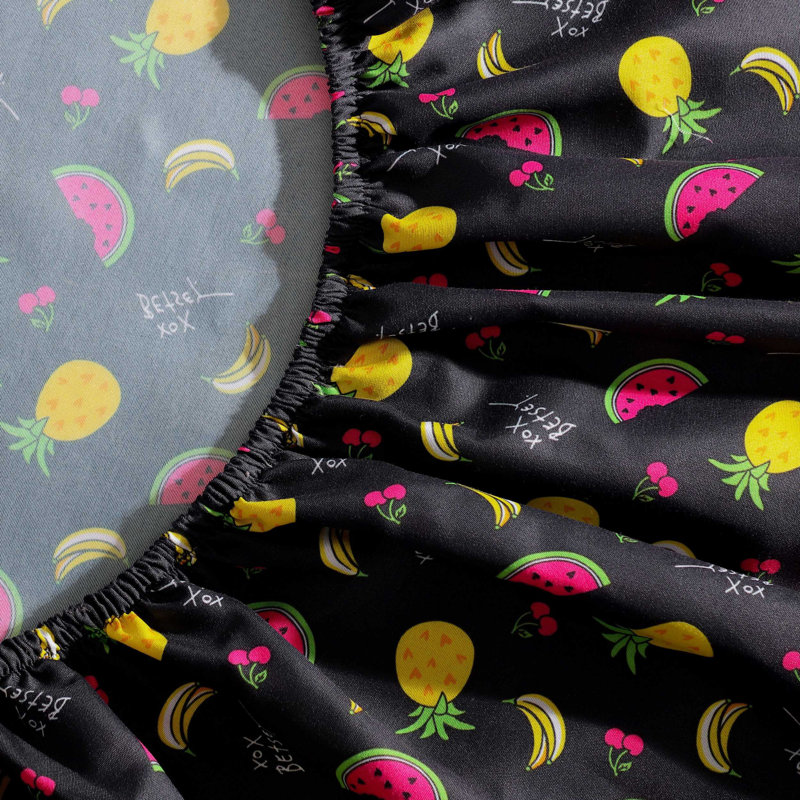 Betsey Johnson Printed Novelty Sheet Sets, King Sheet Set with 2 King Pillowcases, Black