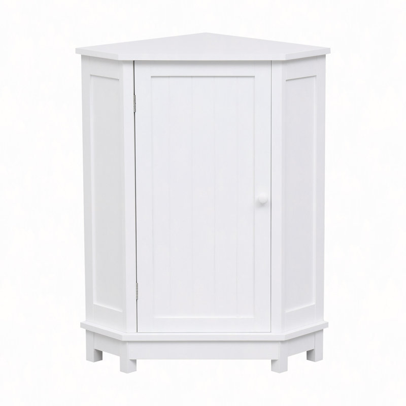 Armoire de salle de bain d'angle avec tablette réglable, Blanc