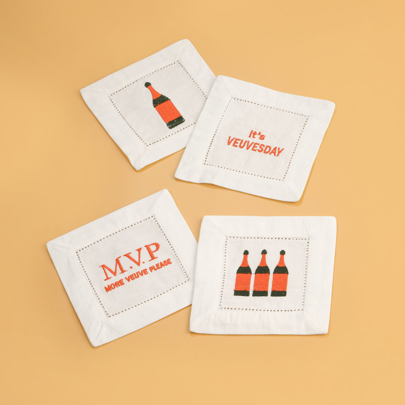 Serviettes à cocktail brodées Champagne Soirée