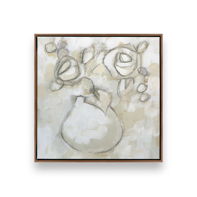 Impression sur toile, "Bouquet Sketch Impression I" par June Erica Vess, H 20 po x l 20 po, Brun