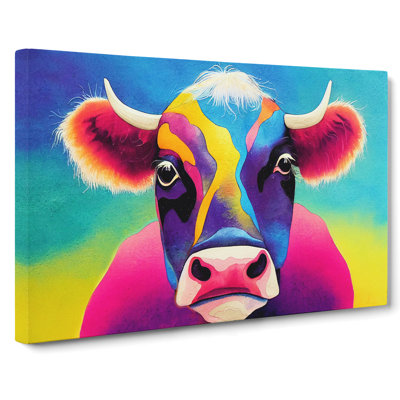 Colourful Cow Vol.4 Abstract - Wrapped Canvas