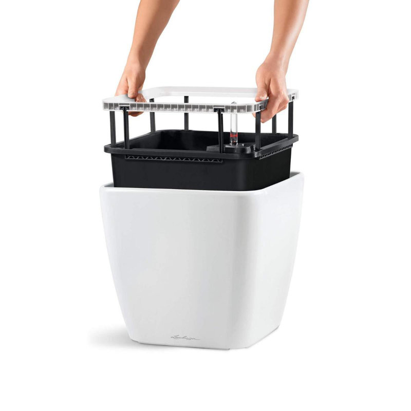 Quadro Premium Pot Planter, White, 40cm H x 43cm W x 43cm D