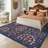 Floral 8x10 Washable Rug for Living Room Farmhouse Non Slip Area Rug for Bedroom Nursery Rugs for Dining Room Dark Blue-737805650-737805652