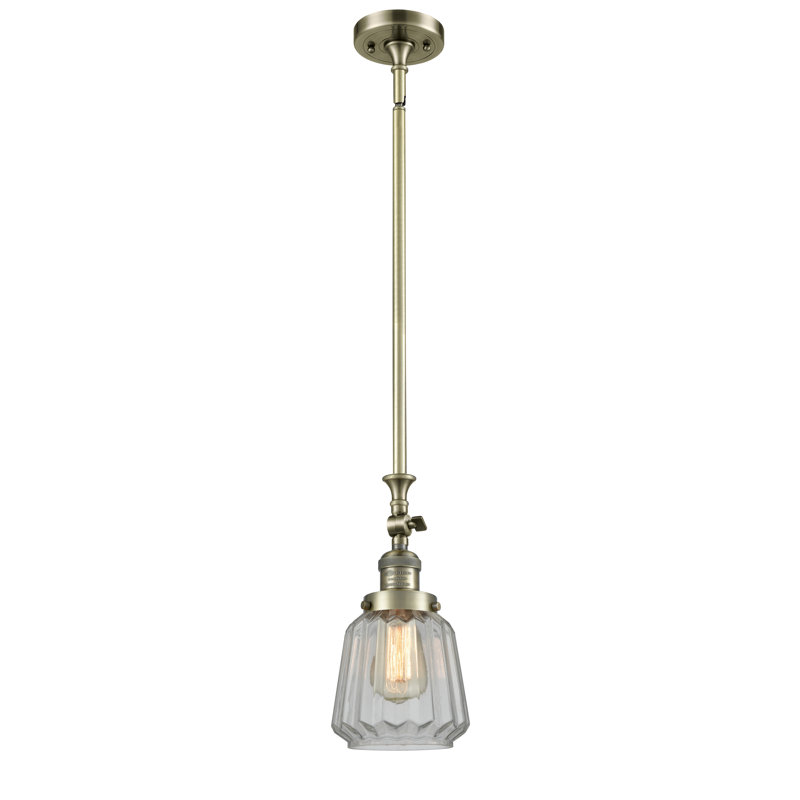 Luminaire suspendu en forme de cloche à 1 lumière Vinson, Transparent, Laiton antique, Ampoule non incluse
