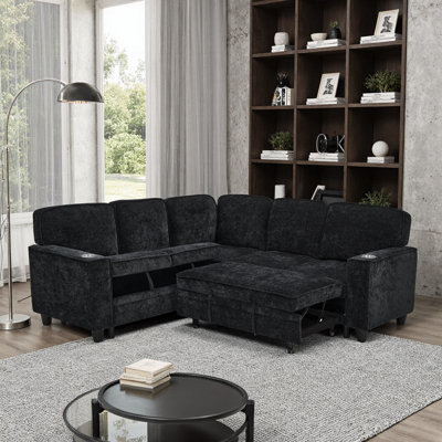 L-Shaped Sofa Bed with Storage, USB Charging, and Sleeper Function for Living Rooms