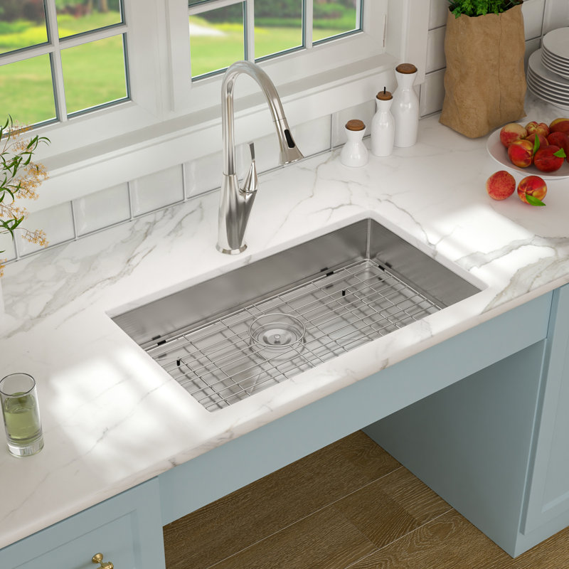 ADA Sink 30" x 18" x 5-1/2" Undermount Kitchen Sink 16 Gauge Stainless Steel Single Bowl ADA Kitchen Sink
