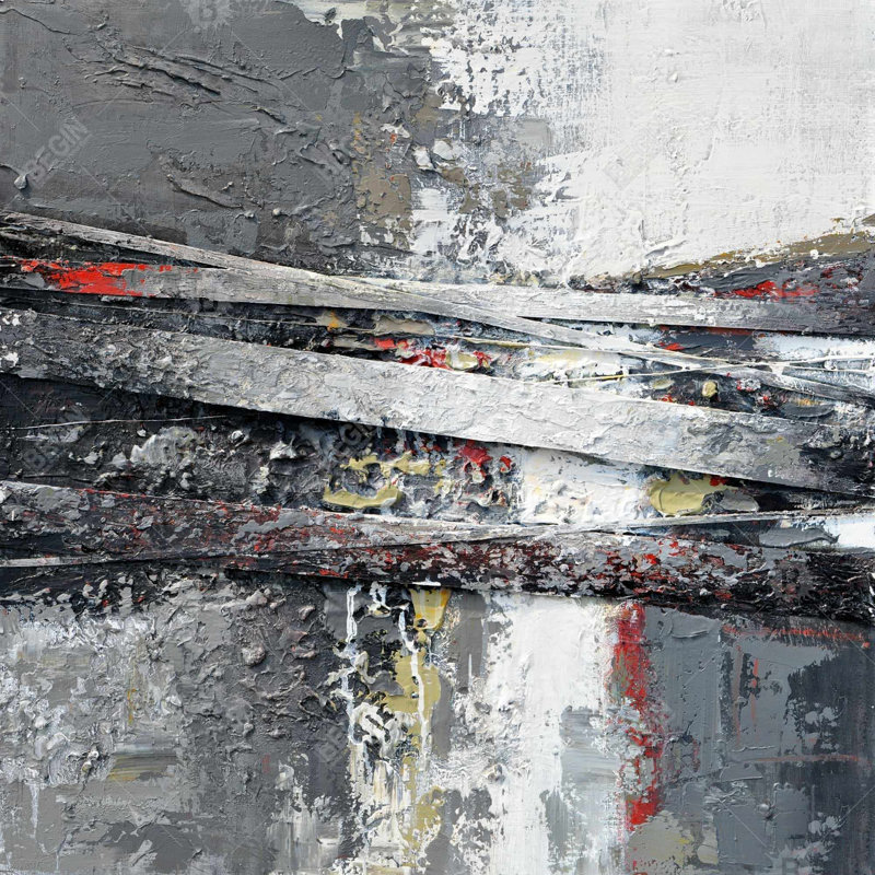 Rayures industrielles et texturées abstraites - Toile encadrée 24 po x 24 po