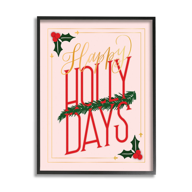 Happy Holly Days Botanical at-131, Giclée encadrée noir minuit, H 14 po x l 11 po x P 1,5 po