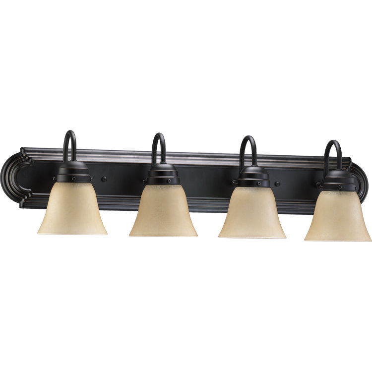 Woodberry 4 - Light Vanity Light, 100 Watt, Old World, White Faux Alabaster Glass