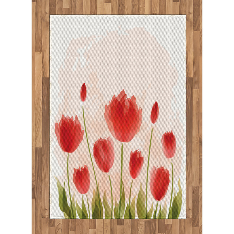 Floral High Density Long Fiber Poly Threads Decorative Area Rug Carpet, Rectangle 4' x 5'8"